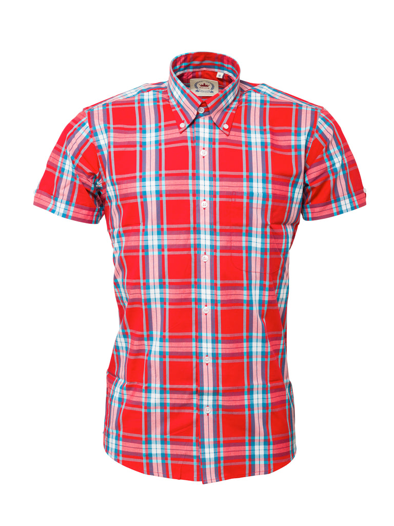Ladies Red & Blue check shirt - LSS 49