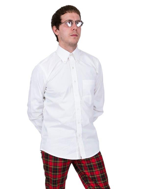 Mens Long sleeve Oxford shirt - White