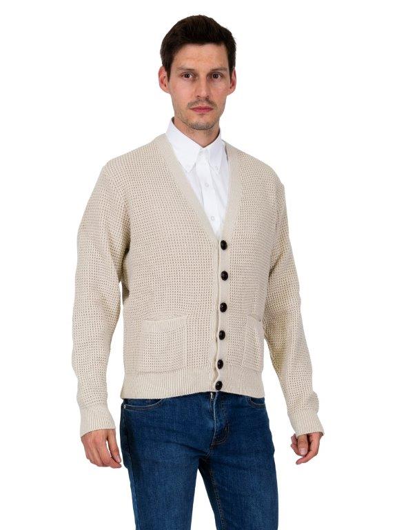 Waffle Knit Cardigan - Stone