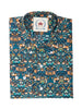 Men's Blue and Orange Floral patterned shirt - FLORAL-17