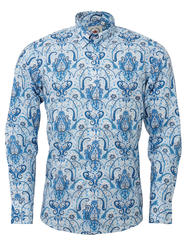 Men's Blue & white Patterned shirt - PS 23