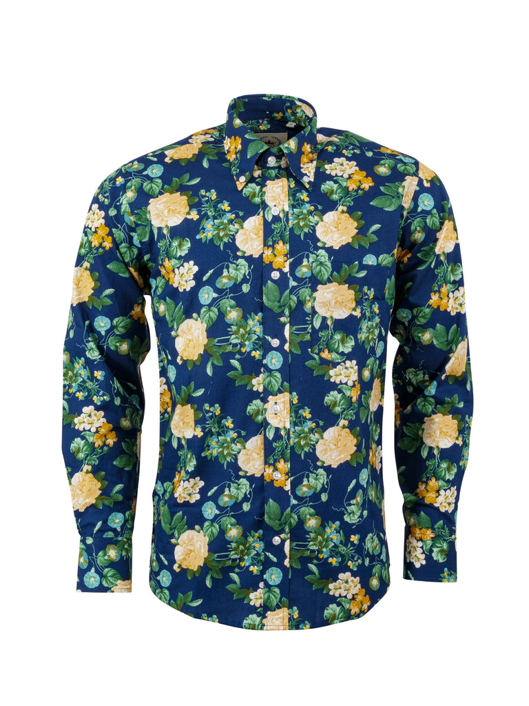 Men's Limited production Navy Large Floral Print shirt - LR-7