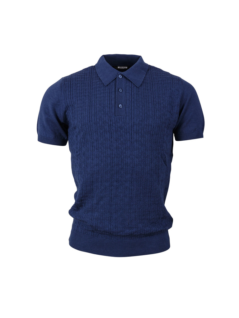 Men's Knitted polo - Denim Blue