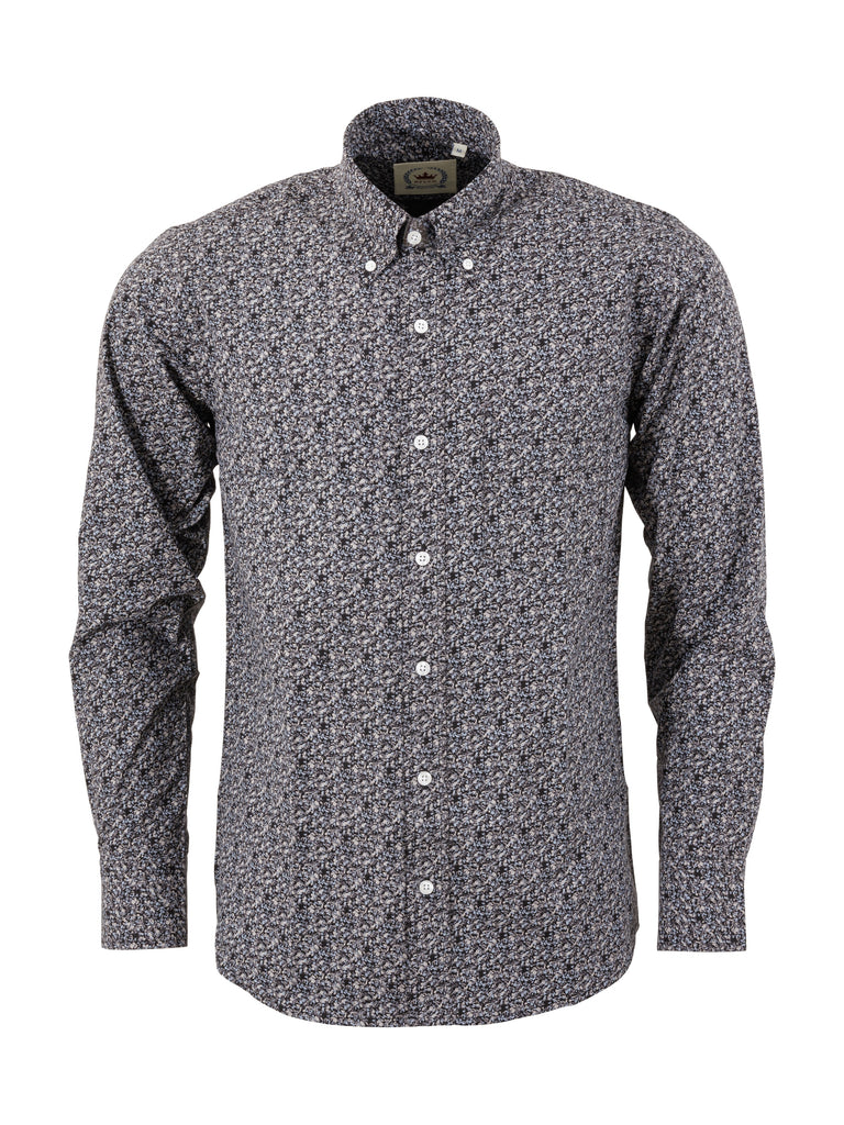 Men's Black and Grey floral style shirt - Floral 20