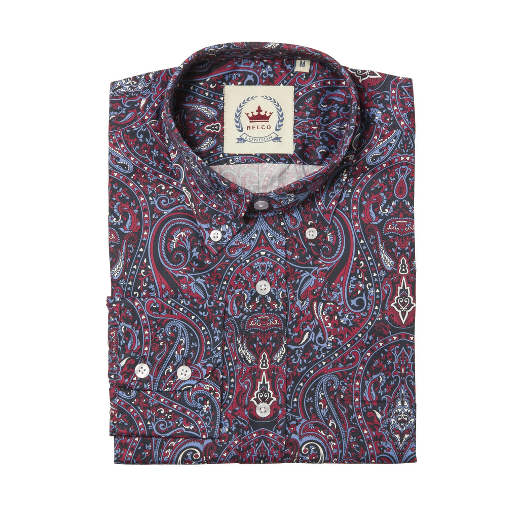 Men's Navy, Red, Blue Paisley - PS-40– Relco London