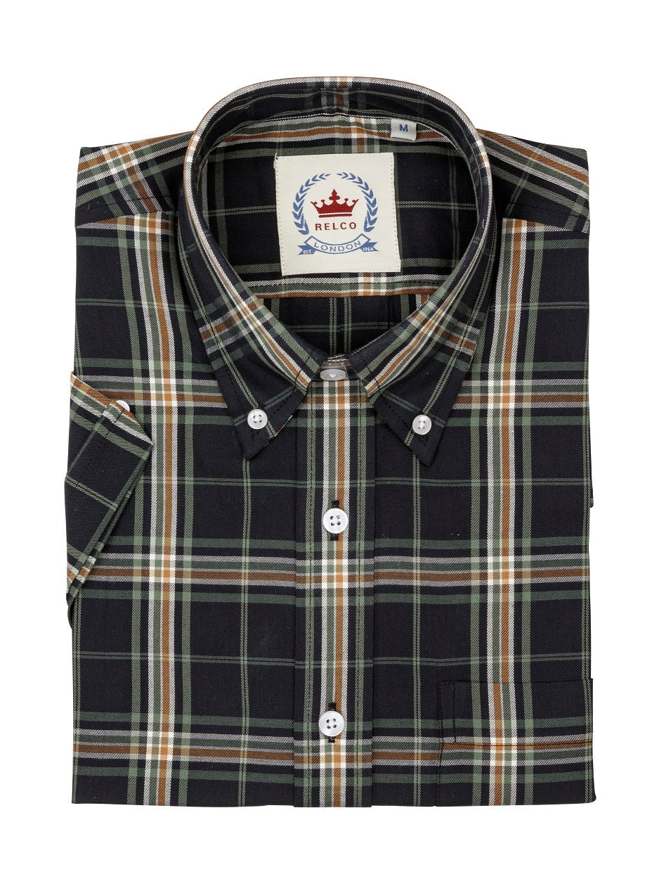 Mens Dark Green Checkered Shirt | Relco London