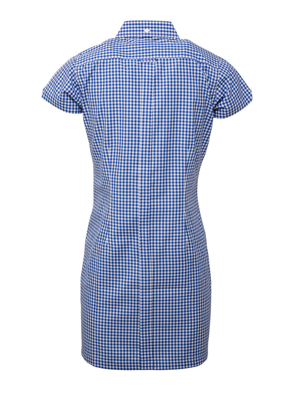 Ladies long dress shirt - Gingham Blue
