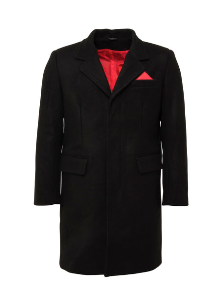 Mens Overcoat in Wool Black Relco London