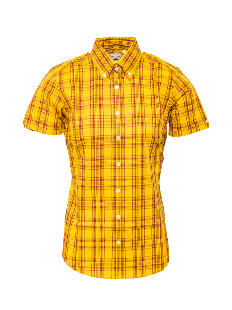 Ladies Mustard & Burgundy shirt - LSS 47