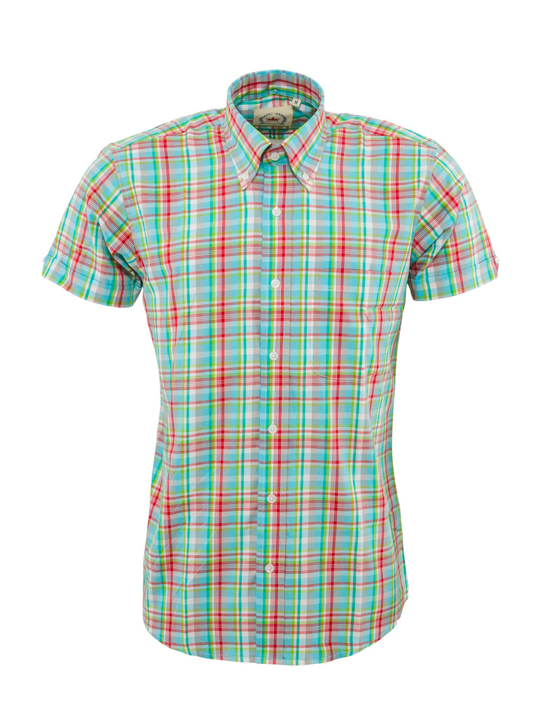 Men's Turquoise blue multi Check Shirt- CK-58 - UP TO 5XL
