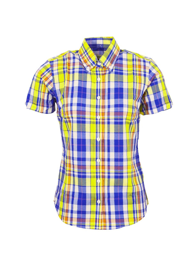 Ladies Yellow & Blue check shirt - LSS 60