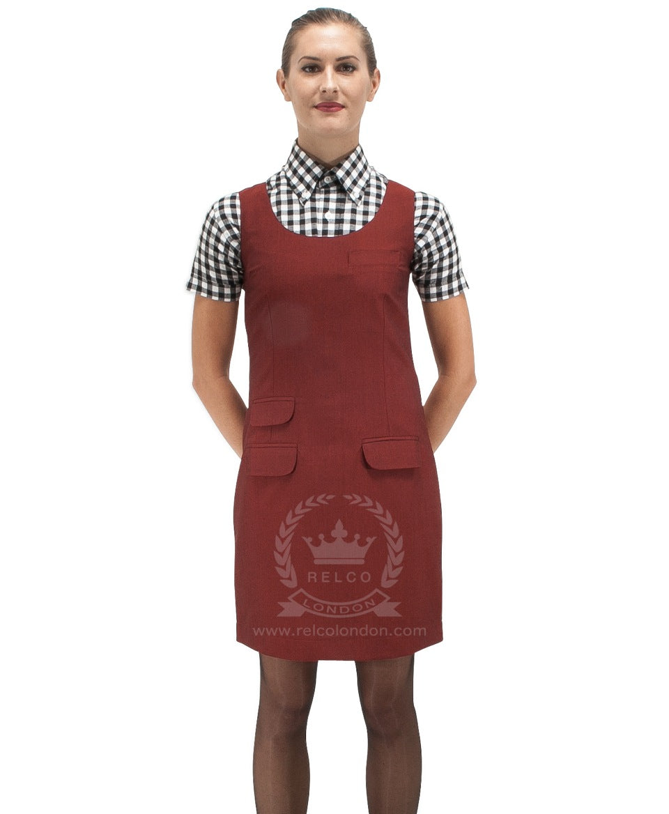 Burgundy pinafore dress sales womens