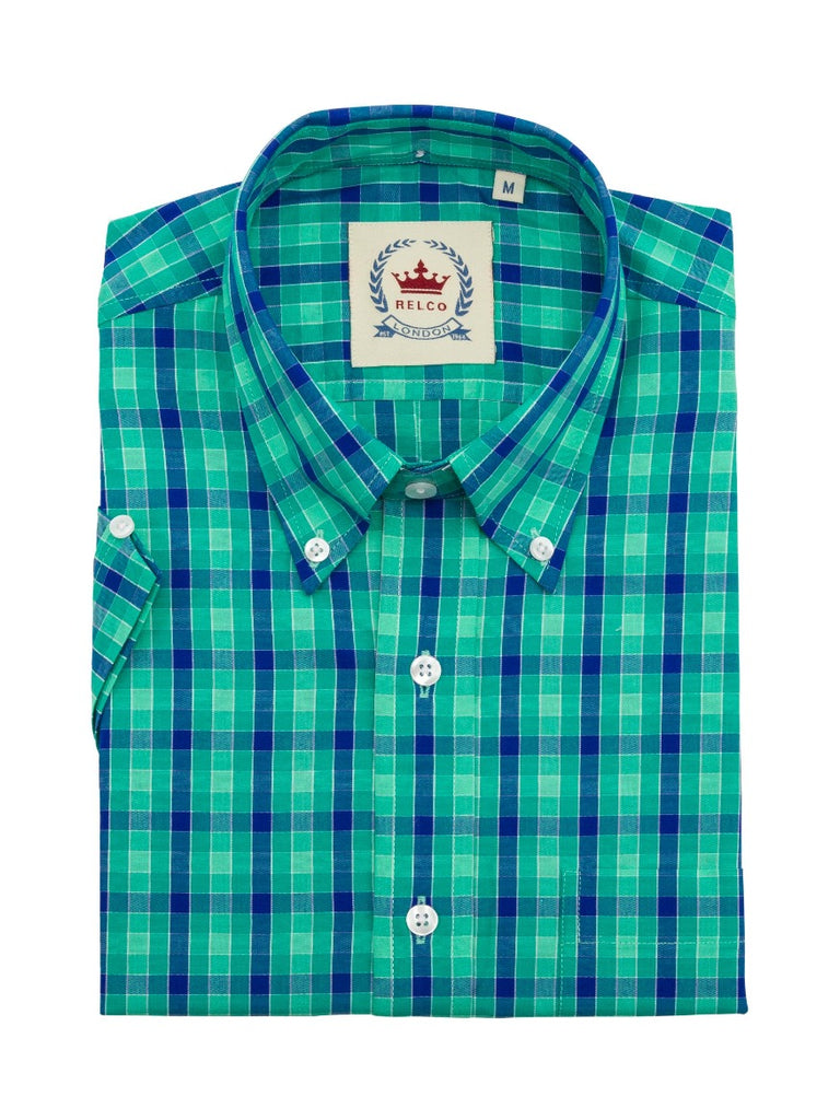 Men's Green Check Shirt- CK-62 - UP TO 5XL