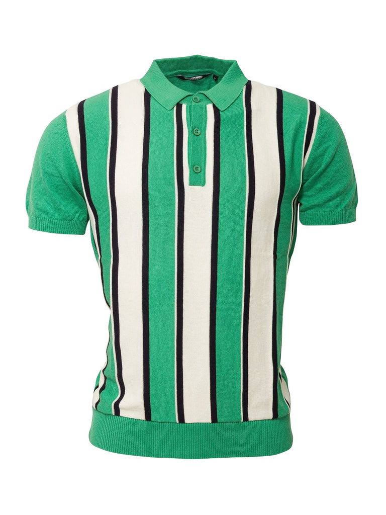 **NEW** Knitted Striped Polo - Pistachio - VS-5
