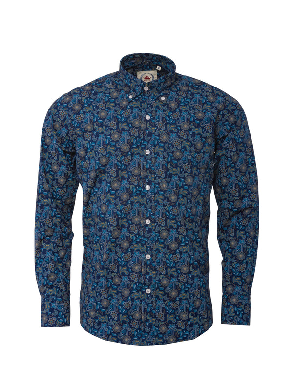 Men's Blue Paisley shirt - PS 24