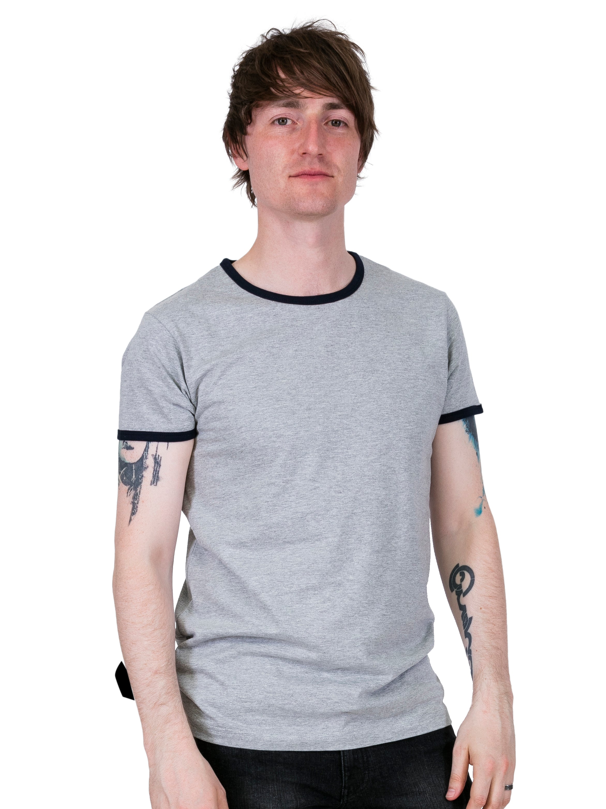 Mens Grey Ringer T Shirt | Vintage Clothing | Relco London