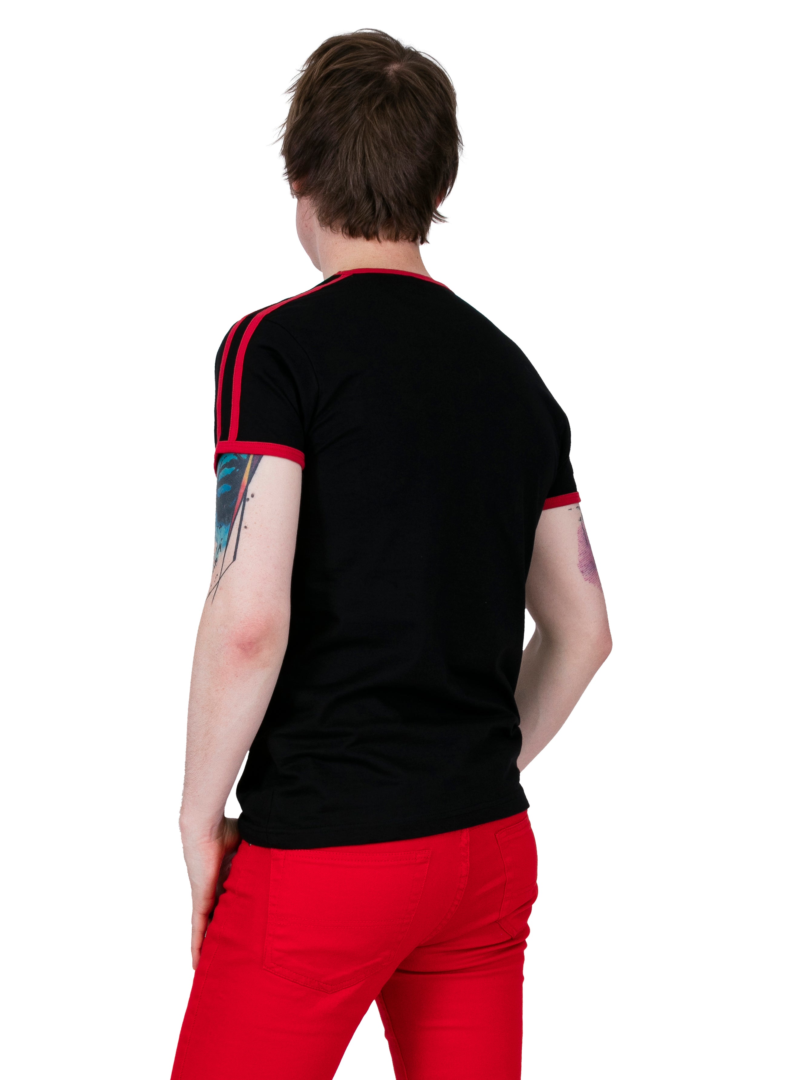Mens Black & Red Ringer T Shirt | Vintage Clothing | Relco London