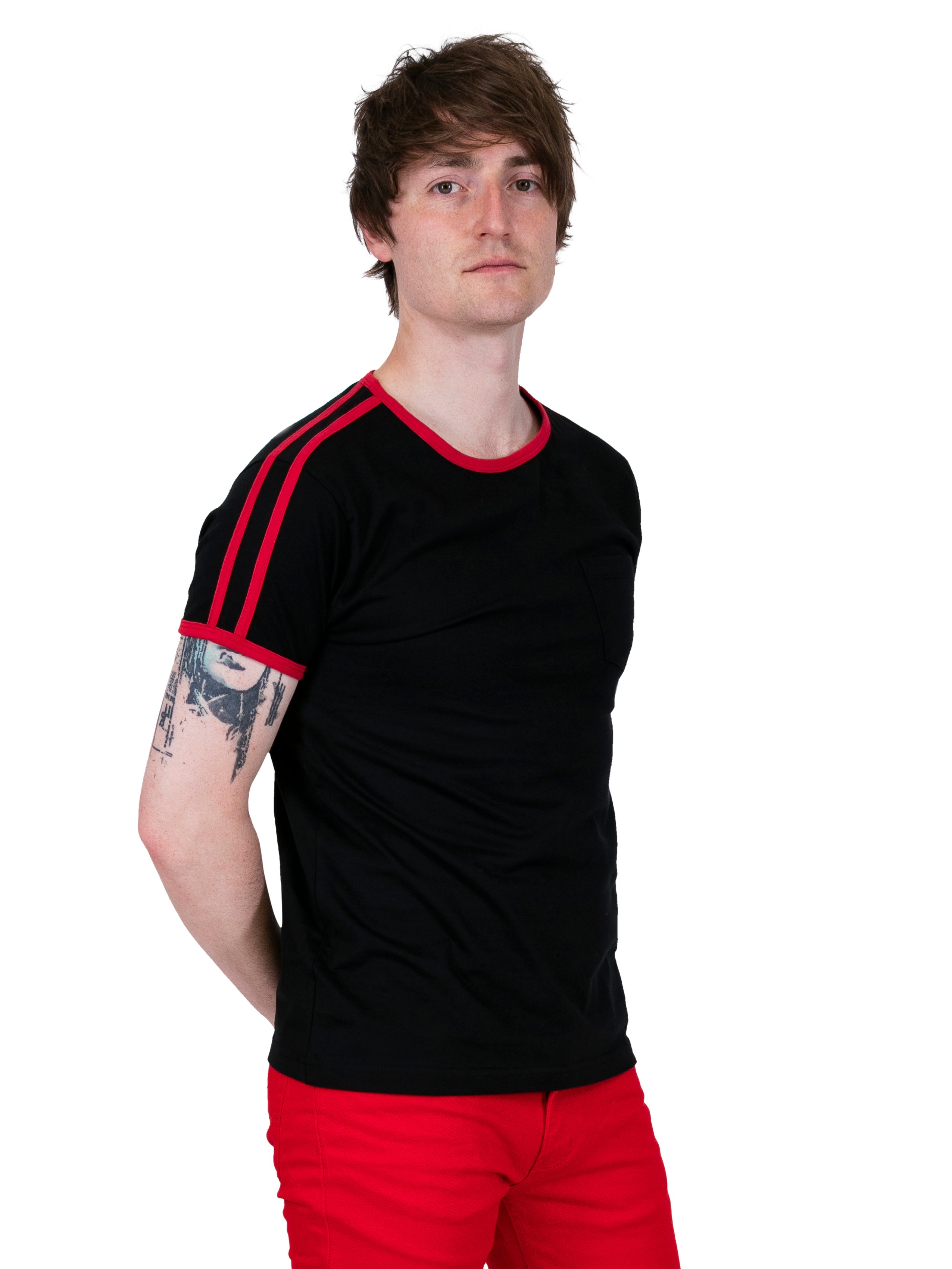 Mens Black & Red Ringer T Shirt | Vintage Clothing | Relco London