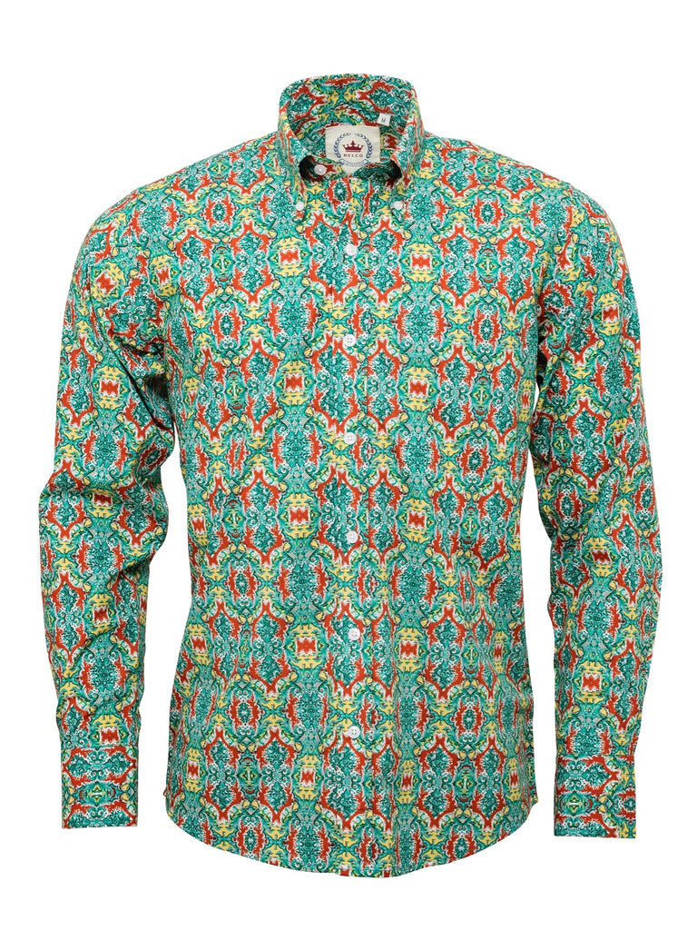 Men's Green with Red patterned shirt - RSL-20