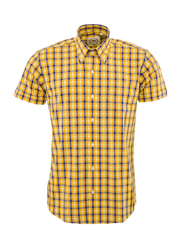 Yellow & Blue Check Shirt- CK-56 - UP TO 5XL