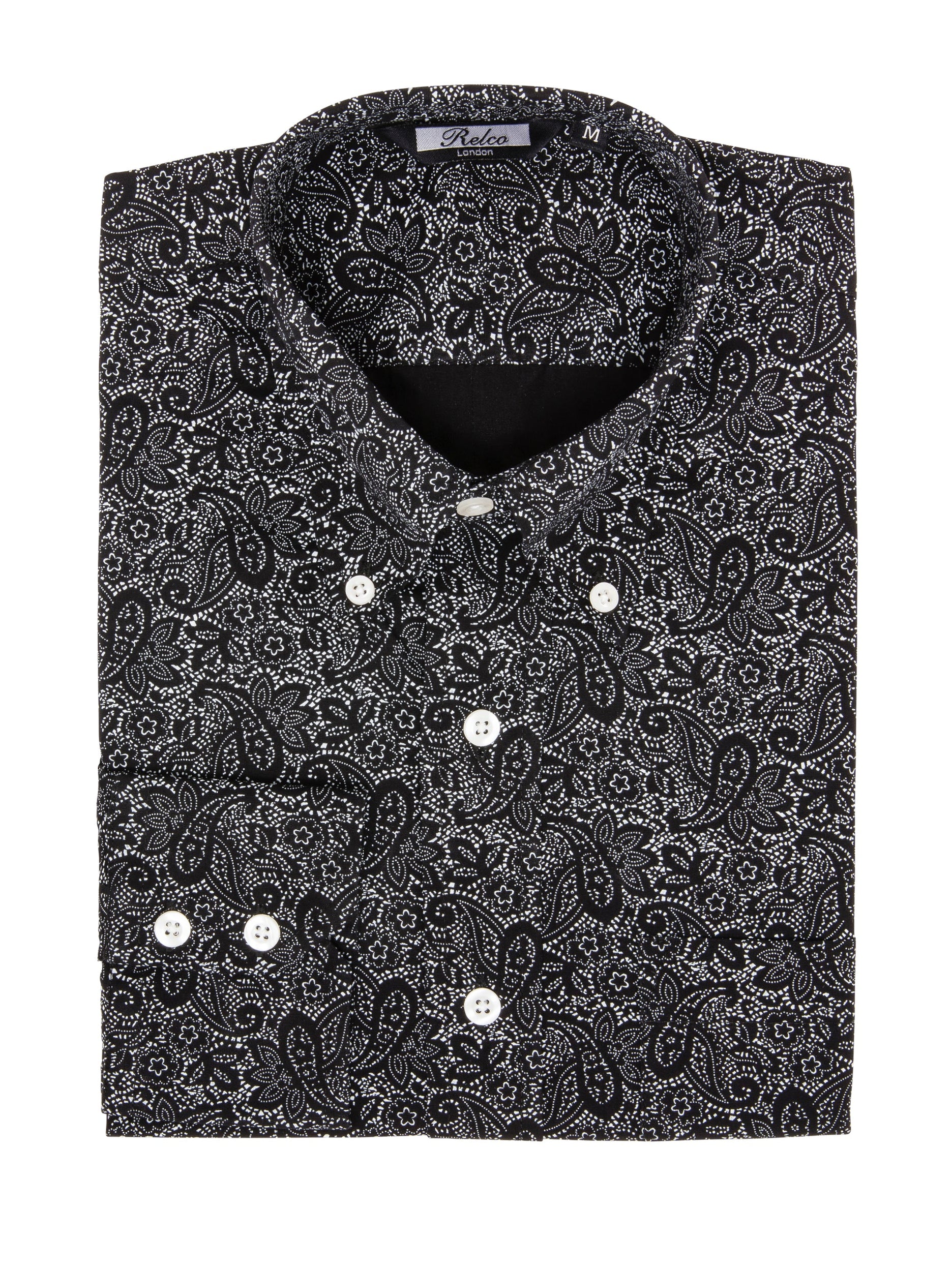 New w/ Tags RELCO LONDON Navy Blue Paisley Button Down Shirt