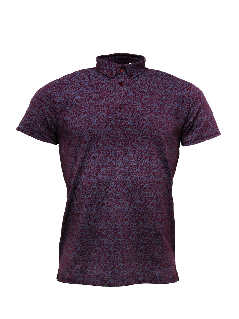 Men's Burgundy Printed Polo shirt - Polo 5