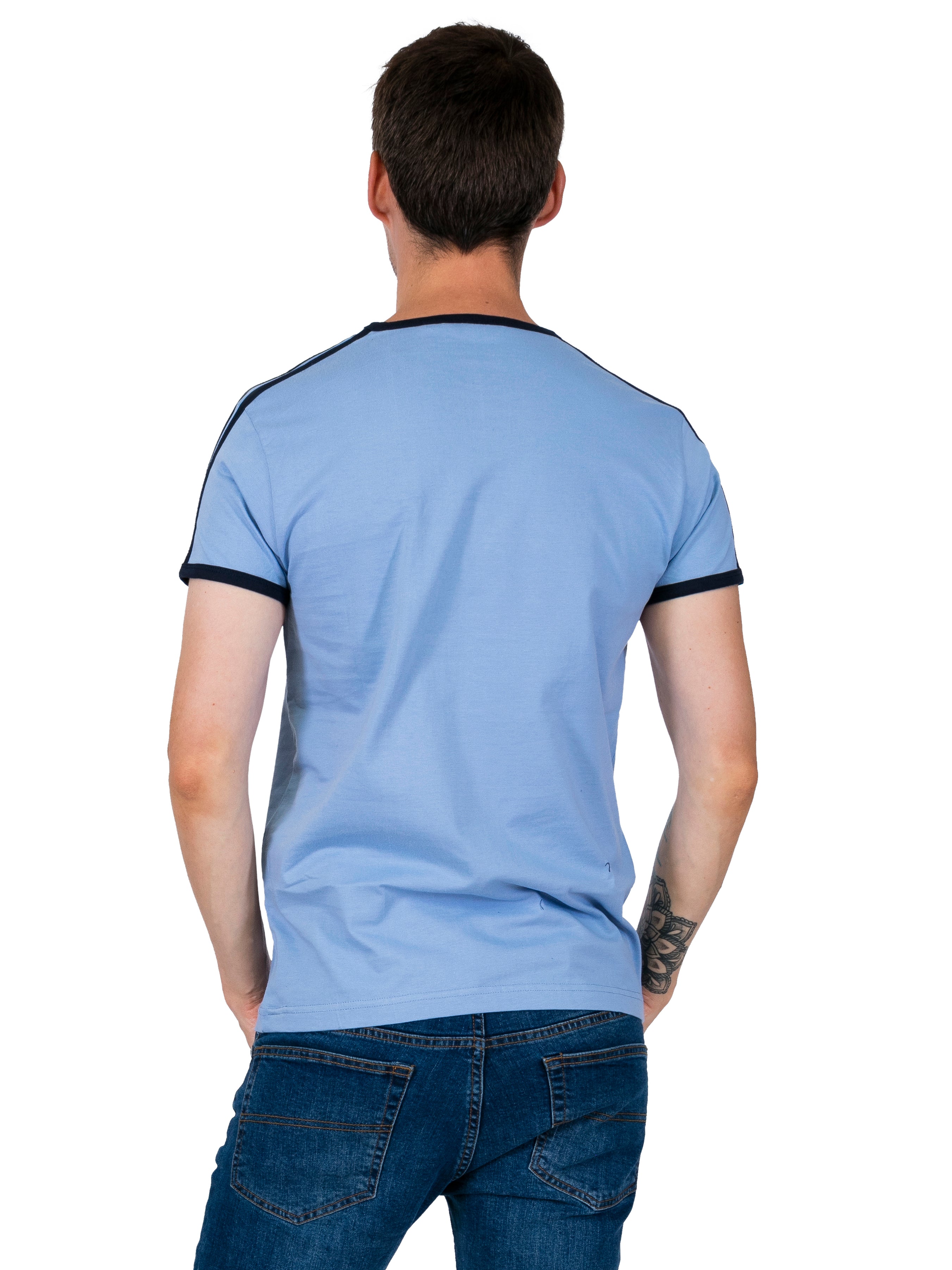 Mens Sky Blue Ringer T Shirt | Vintage Clothing | Relco London